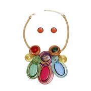 Bib Multi Wire Teardrop Marble Bead Set for Women