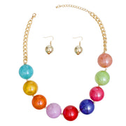 Necklace Multicolor Marble Jumbo Ball Bead Set