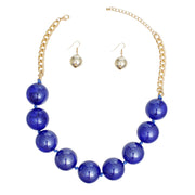 Necklace Royal Blue Marble Jumbo Ball Bead Set