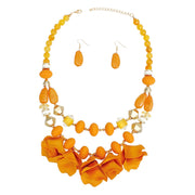 Beaded Necklace Mustard Petals Layered Set Women