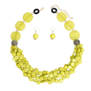 Necklace Retro Marbled Green Bead Set for Women