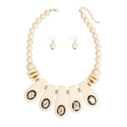 Necklace Vintage Ivory Beaded Bib for Women