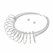 Collar Silver XLarge Coiled Wire Modern Necklace