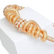 Collar Gold Spring Coil Pave Stone Necklace Women