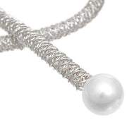 Pendant Silver Braided Wire Loop Pearl Necklace