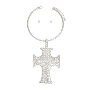 Pendant Silver Power Pave Cross Necklace for Women