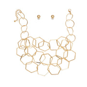 Chain Gold Geo Link Necklace Set for Women