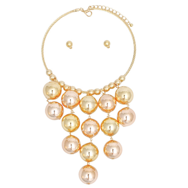 Necklace Mixed Metal Ball Drop Bib Set for Women