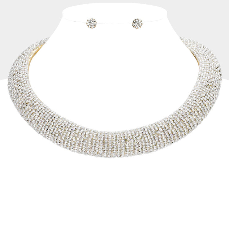 Collar Gold Pearl Stone Torque Necklace for Women