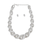 Collar Silver Pearl Stone Helix Chain Set Women