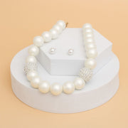 Pearl Cream 18mm Single Strand Stone Set Women