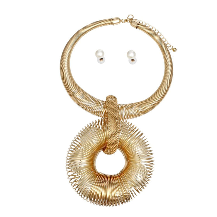 Pendant Coiled Gold XL Bubblegum Pearl Set Women