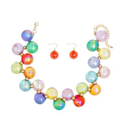 Necklace Multicolor Iridescent Bubble Ball Bead Set