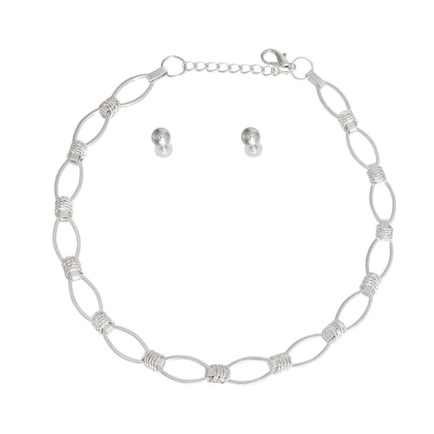 Silver Wrapped Oval Link Set