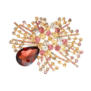 Brooch Brown Teardrop Crystal Gold Branch Pin