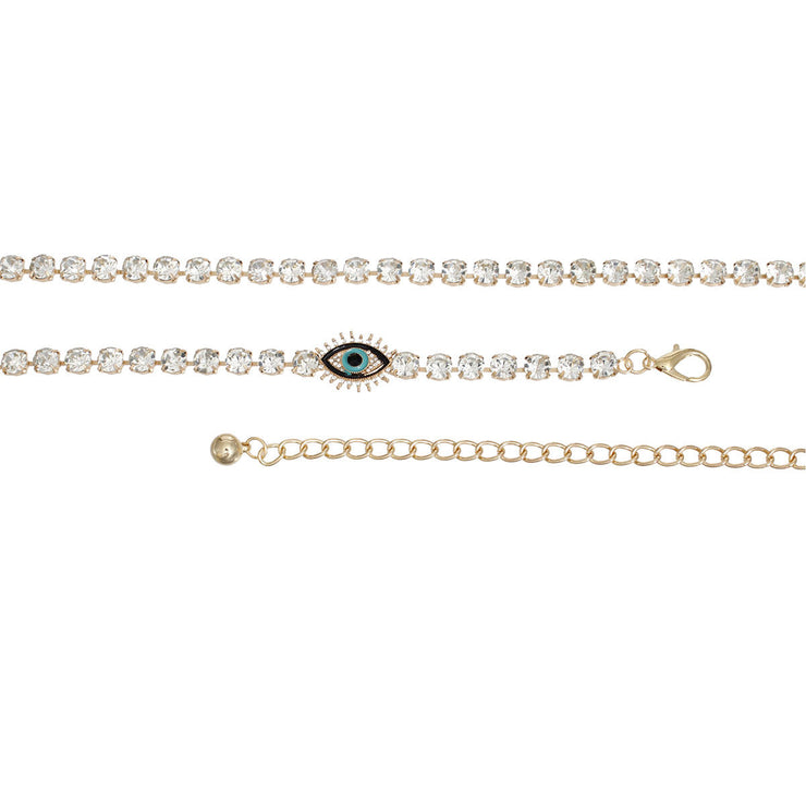 Rhinestone Belt Gold Evil Eye Chain Belt for Women