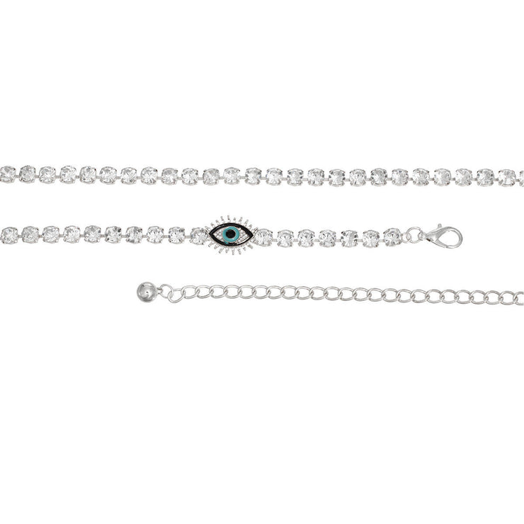 Rhinestone Belt Silver Evil Eye Chain for Women