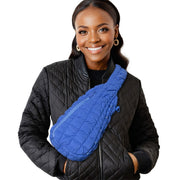 Quilted Sling Bag Blue Crossbody Bag for Women