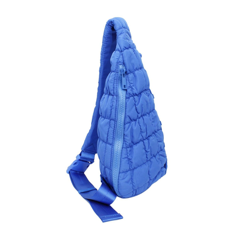 Quilted Sling Bag Blue Crossbody Bag for Women