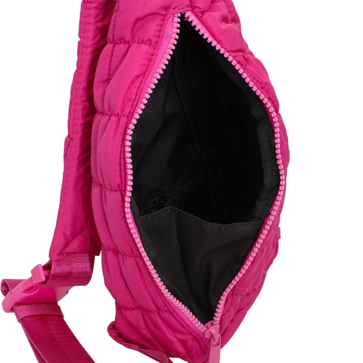 Quilted Sling Bag Fuchsia Crossbody Bag for Women