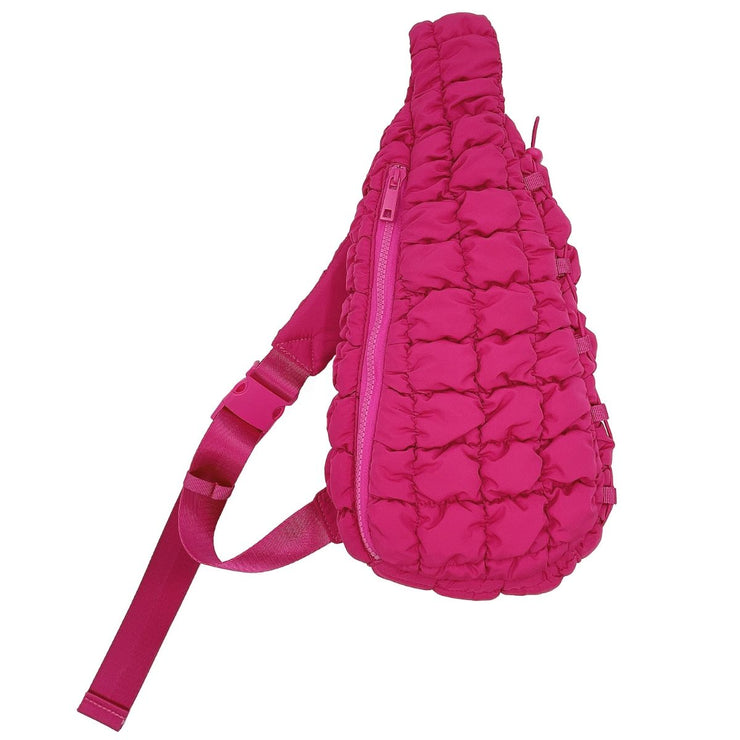 Quilted Sling Bag Fuchsia Crossbody Bag for Women