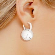 Hoop White Gold Small Ball Huggie Earrings Women