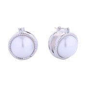 Stud White Gold Small Double Pearl Earrings Women