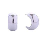 Hoop White Gold Small Moon Wide Earrings for Women