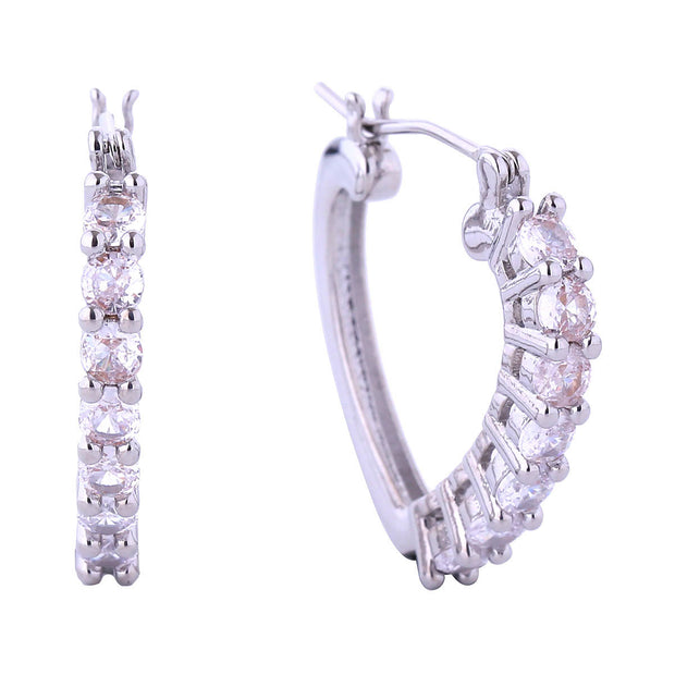 Hoop White Gold Small CZ Heart for Women