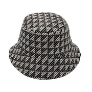 Black Geo Pattern Topstitch Bucket Hat