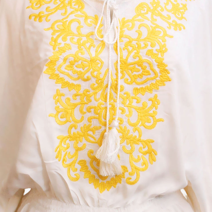 Sunshine Stiches: Yellow Embroidered Top