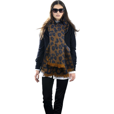 Navy Leopard Reversible Cozy Scarf