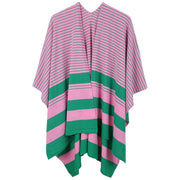 AKA Ruana Kimono Striped Pink and Green