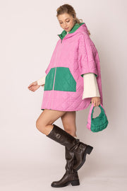 AKA Sorority Hoodie Puffer Pink Green Zipper Cape