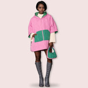 AKA Sorority Hoodie Puffer Pink Green Zipper Cape