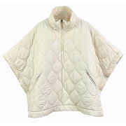 Ivory Quilted Puffer Half Zip Poncho for Women