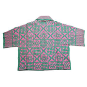 AKA Sorority Tile Print Knit Pink Green Cardigan