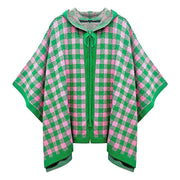 AKA Sorority Checkered Knit Pink and Green Cape