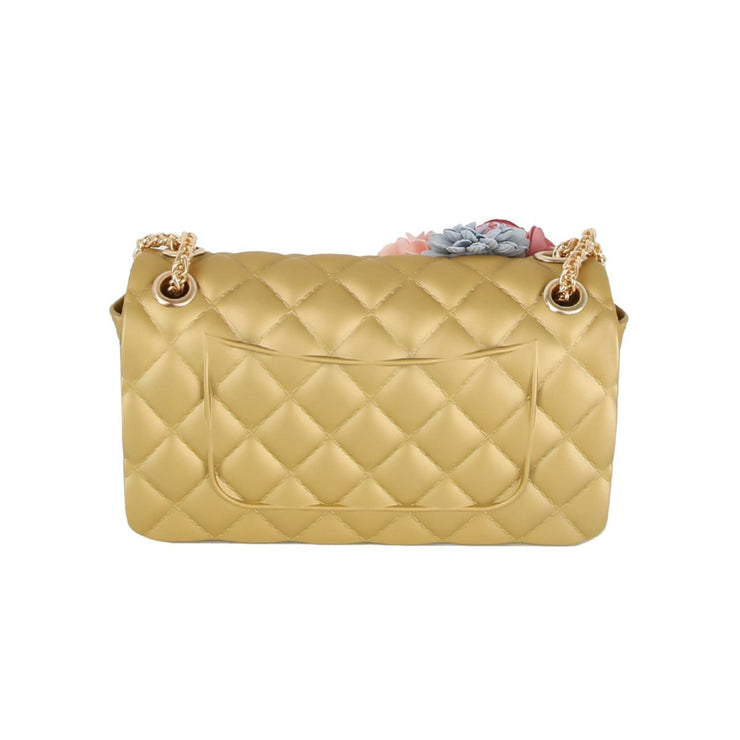 Purse Gold Quilted Jelly Crossbody Bag for Women