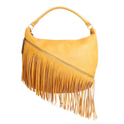 Purse Mustard Diagonal Fringe Hobo Bag for Women