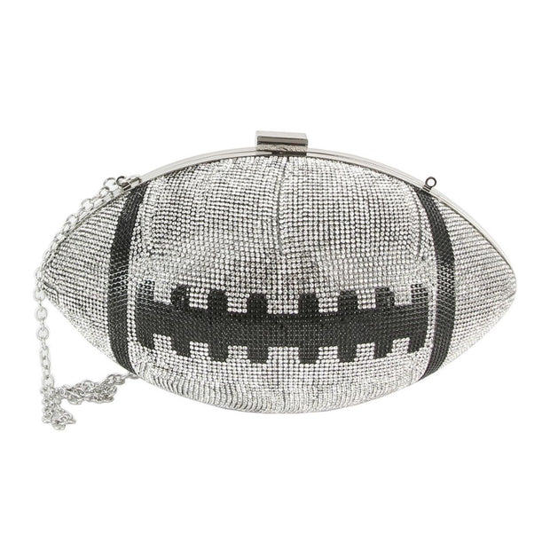 FINAL SALE Silver Football Hardcase Clutch