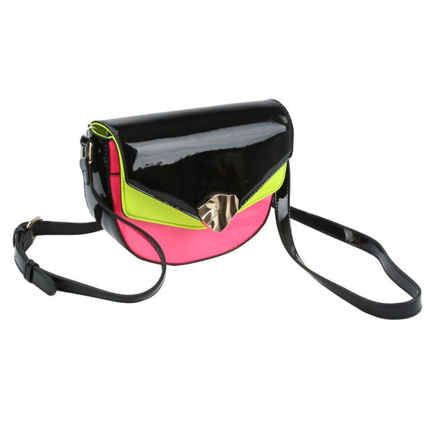 Black Pink Yellow Shiny Crossbody Bag