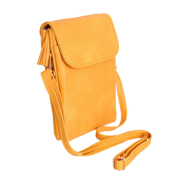 Mustard Flap Snap Mobile Crossbody