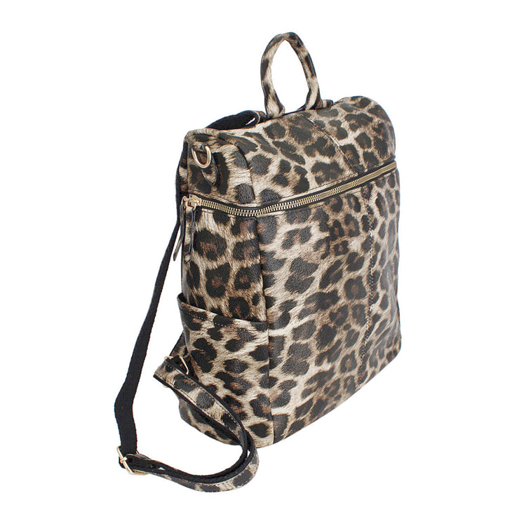 Leopard Square Backpack Purse