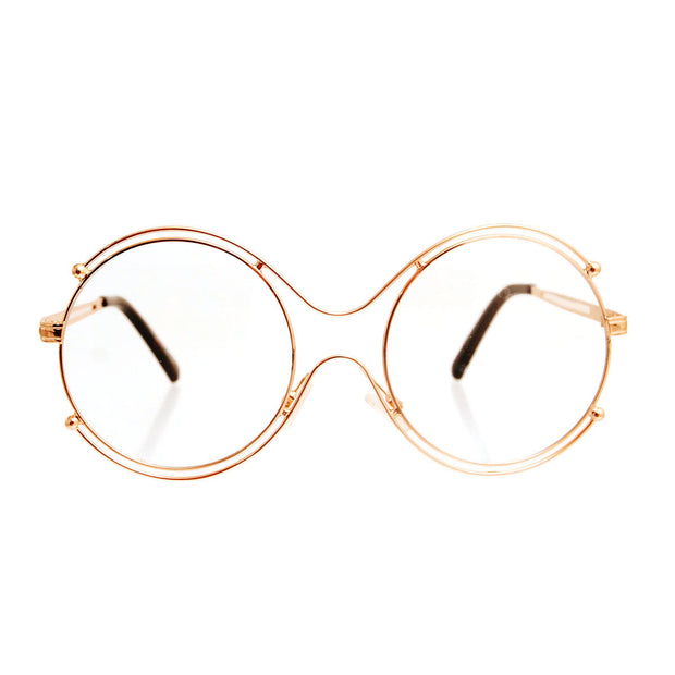 Retro Round Gold Clear Glasses