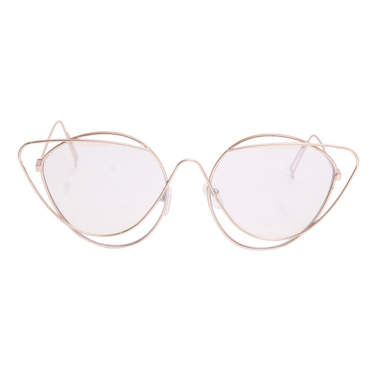 Gold Wire Cat Eye Clear Glasses