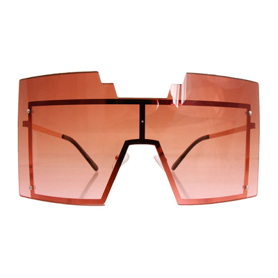 Brown Geometric Shield Sunglasses