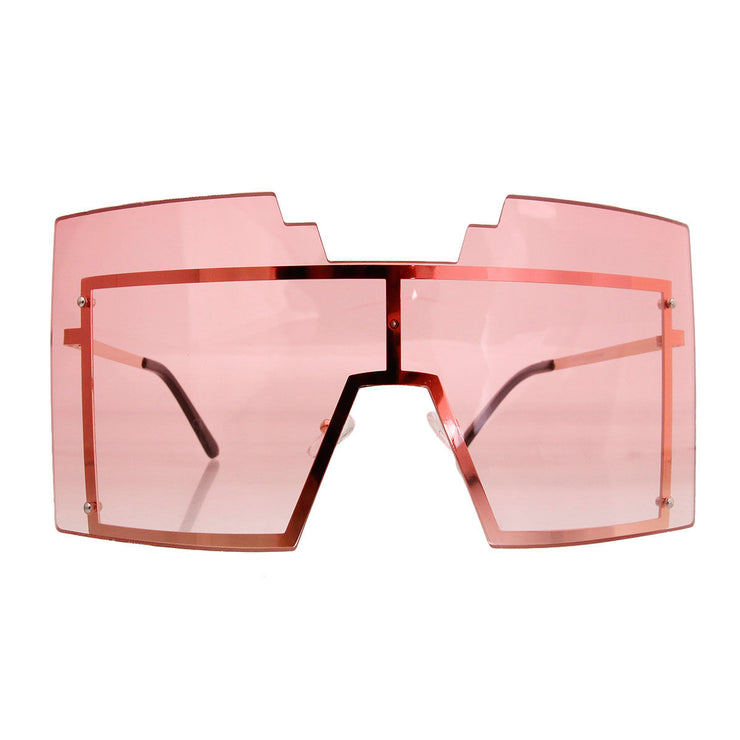 Pink Geometric Shield Sunglasses