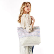 Iridescent White Leopard Print Beach Tote