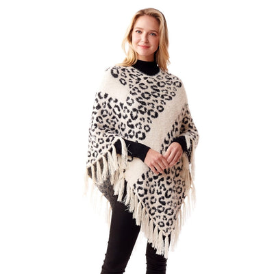 White Leopard Eyelash Poncho